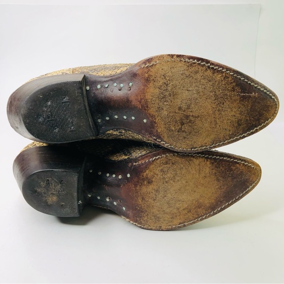 JUSTIN Women's Boots sz 6 B Tall Boots Western Cowboy Classic Leather Snake Skin - Picture 10 of 10